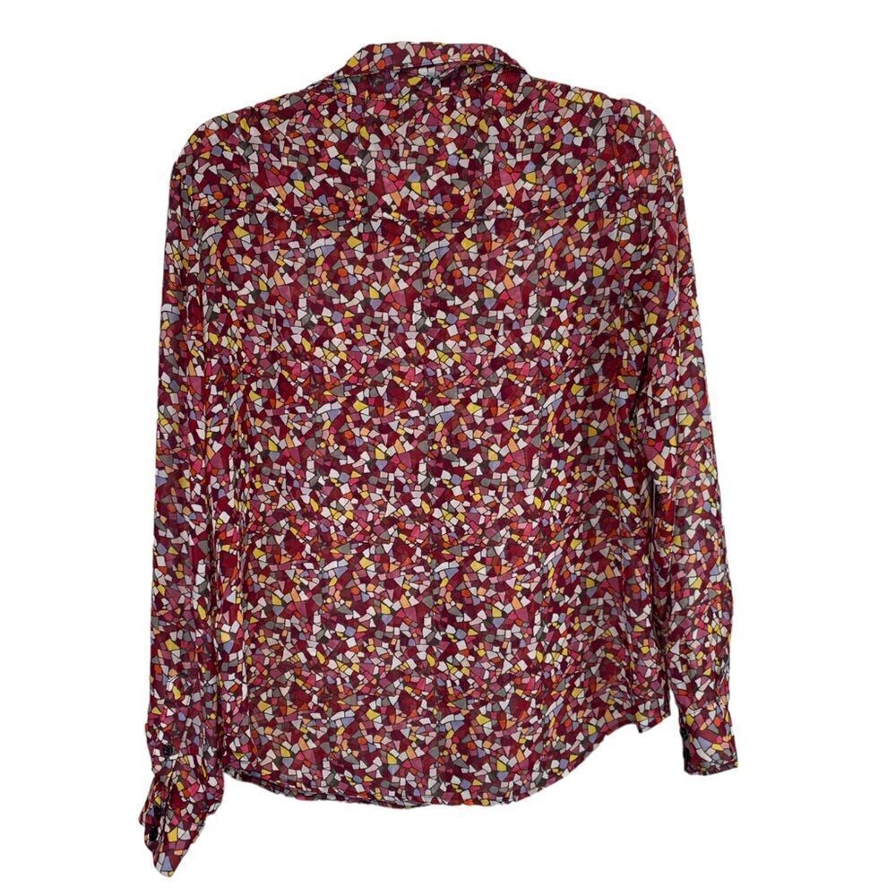 Liz Claiborne Petite Windowpane Print Button Down Blouse